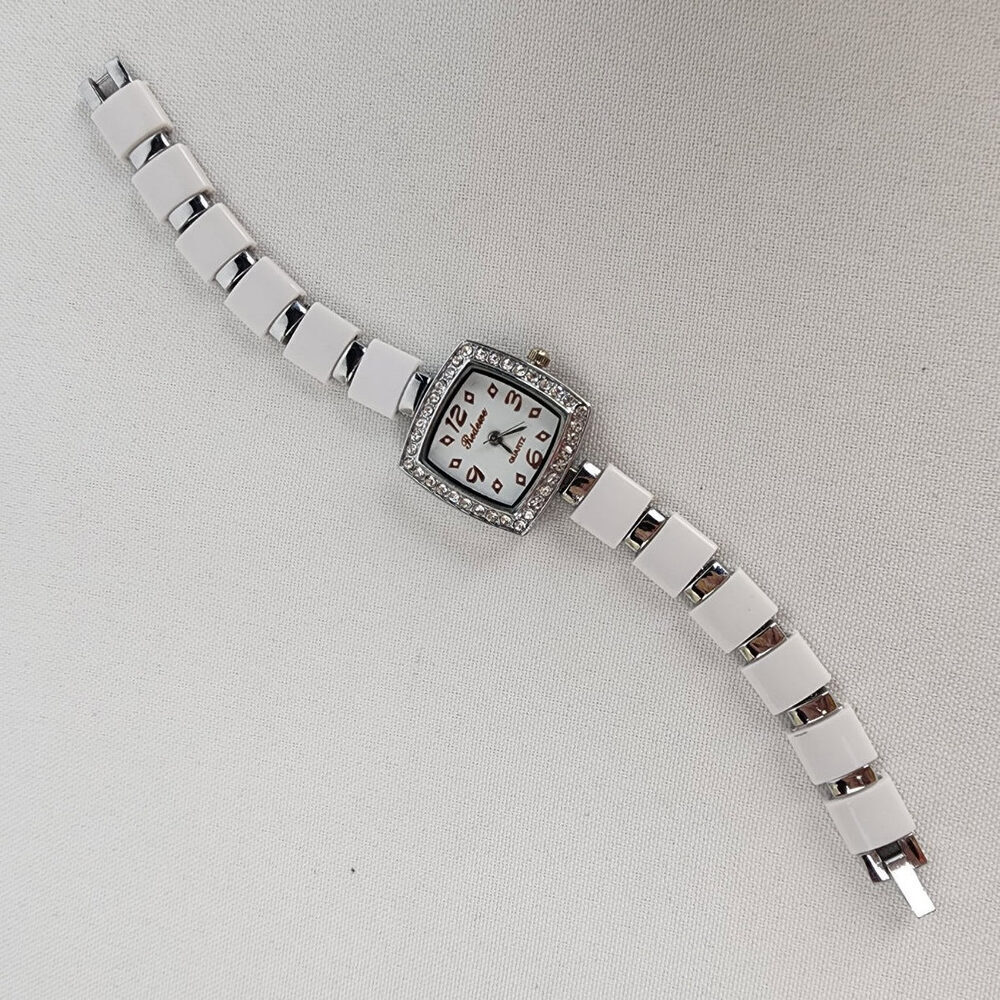 White & Silver Rhinestone Quartz Watch - Picture 2 of 6